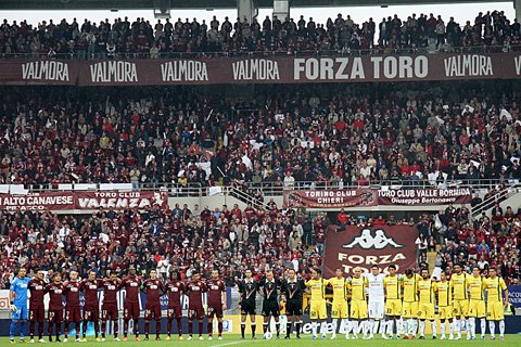Turin Football club photos of players and spectators inside stadium