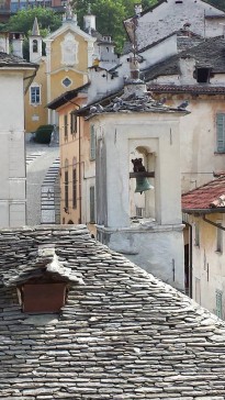 Lake Orta - photo of bell tower and rooftops on San Giulio