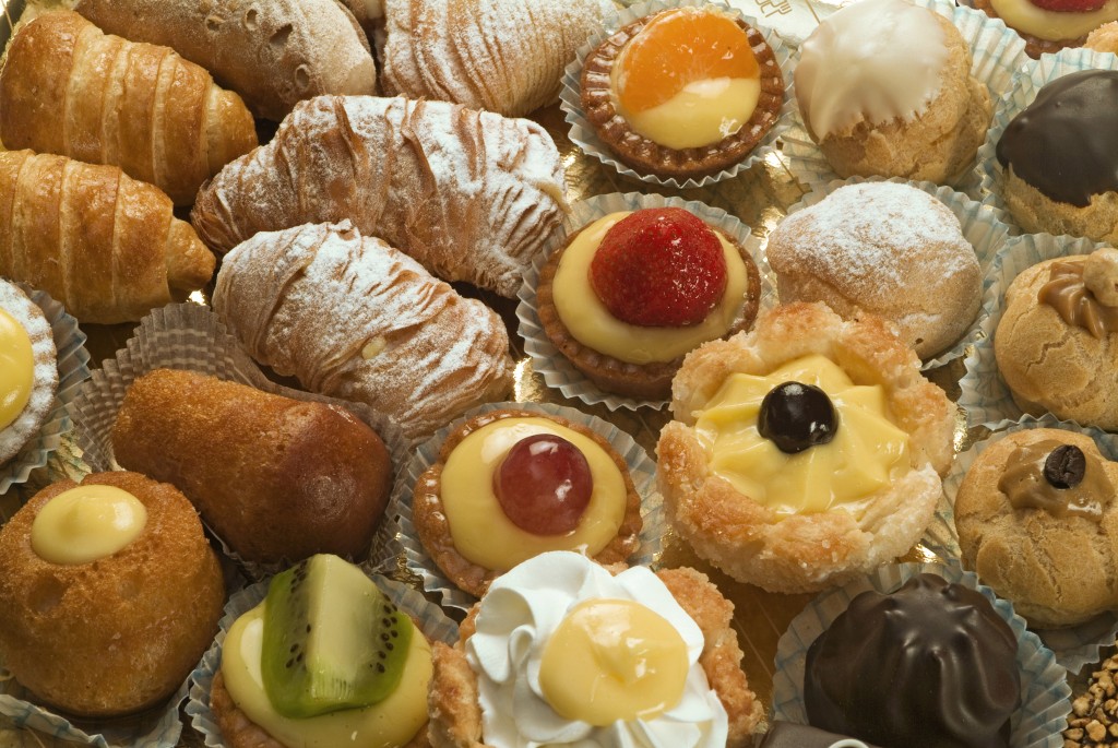 various mini pastries found in Turin and Piedmont, Italy