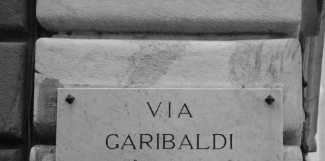 Via Garibaldi shopping street - street sign in Turin