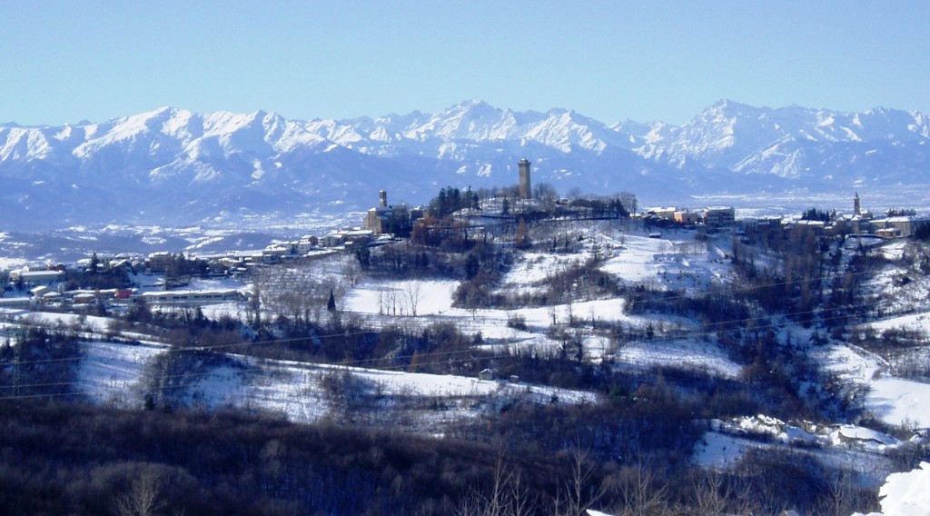 view of the mountains from Murazzano in the Alta Langa