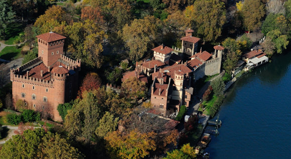 Fitness in Turin includes the many parks in the city like Parco Valentino - an aerial shot of the park