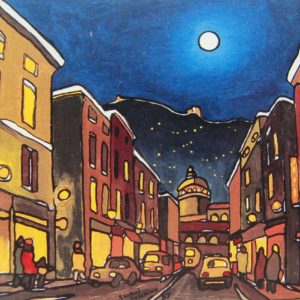 Night scene of Turin by Piedmontese artist Gianni Gashino